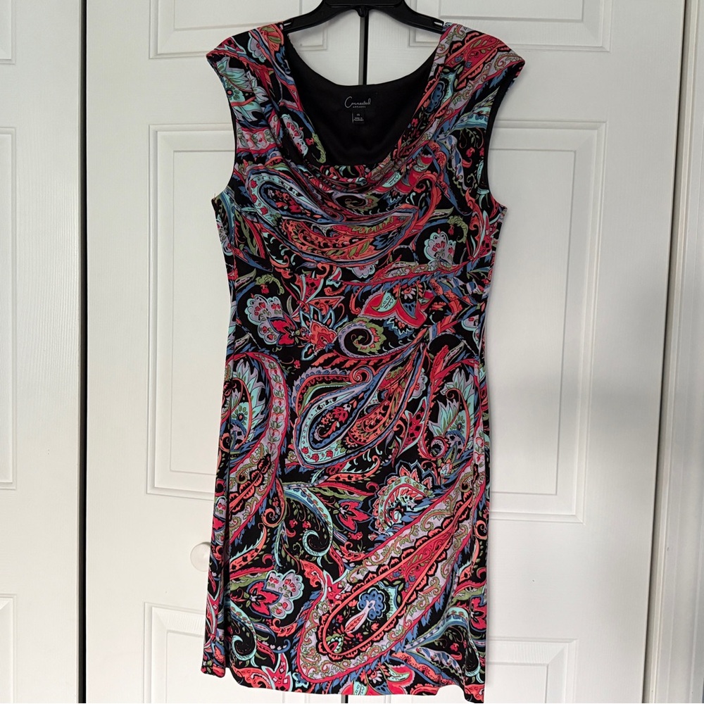 Connected Apparel Multicolor Paisley Dress, Size 14